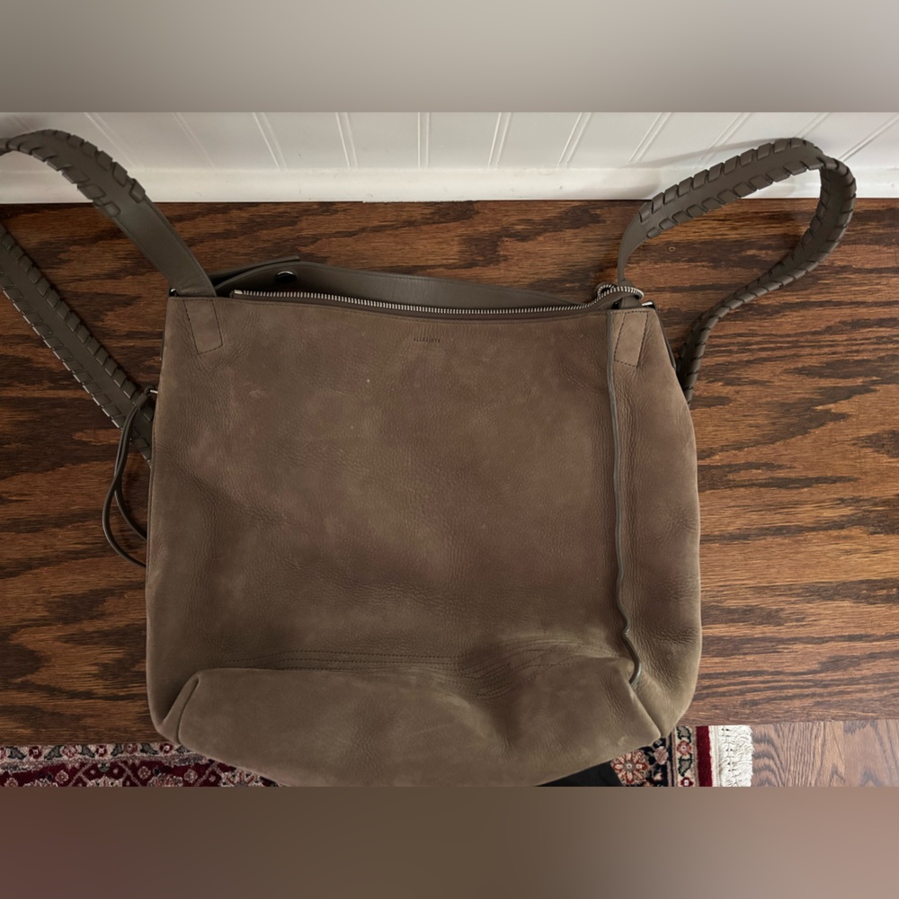 AllSaints Brown Suede Purse Bag
